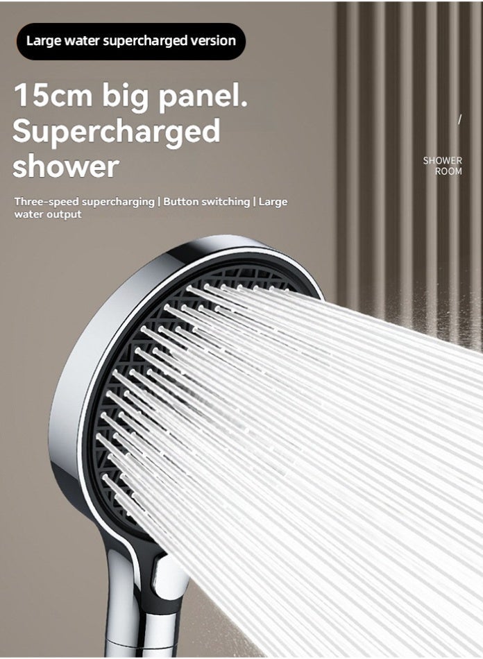 MODI High-Pressure 3 Mode Shower Head with Adjustable Spray, Water Saving, Easy Installation, 15 cm Handheld Shower for Bathroom - BLACK - Image 5