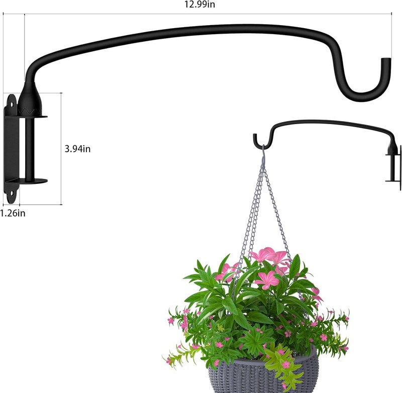 Garkup Plant Hooks, Heavy Duty Plant Hanger Bracket Wall Mounted Hooks for Hanging Bird Feeder, Flower Bracket, Anti Rust Metal Lanterns 12 Inches - Image 3
