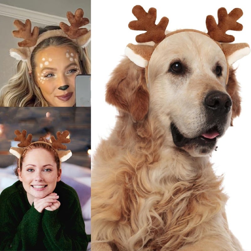 DaliDali Store Deer Antlers headband, Reindeer Antlers Headband, Christmas Headbands for Women Reindeer Ears, Fashion Hairband for Adult Beauty Makeup Face Washing - Image 3
