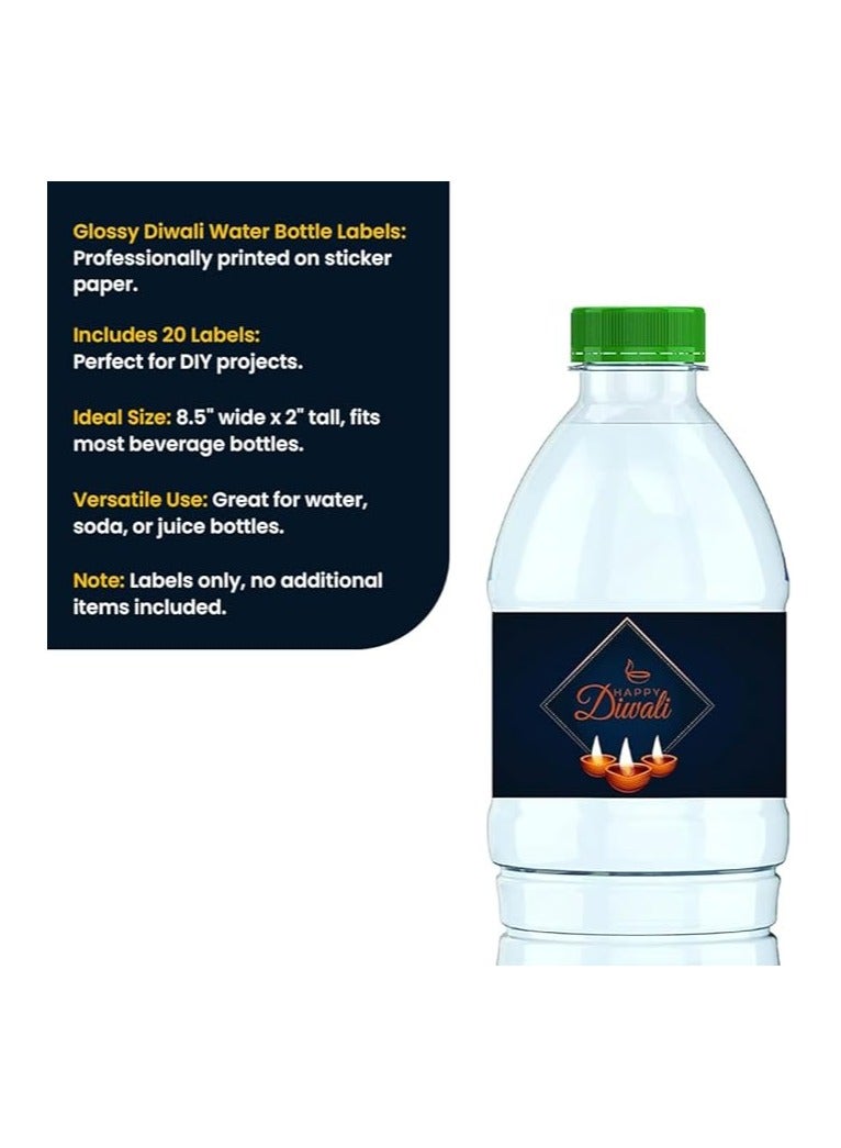 Diwali Water Bottle Sticker Labels For Diwali Celebration Festival Of Light Party Diwali Stickers-Set Of 20 Pcs - Image 5