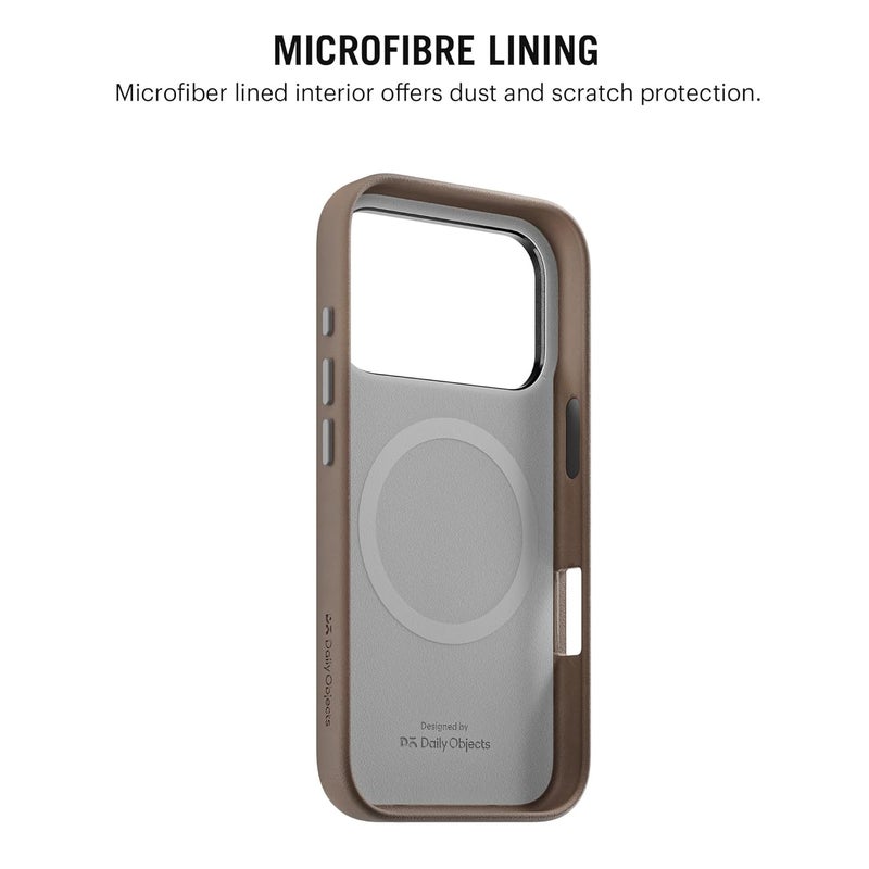 Daily Objects Leatherite Case for iPhone 17 Pro Compatible with MagSafe Wireless Charging | Black-Beige Hybrid Magnetic Back Cover - Image 5