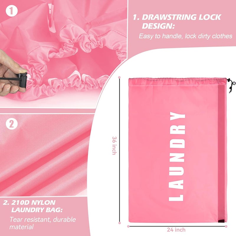 Heavy Duty Laundry Bag with Strap,2 Pack Travel Laundry Bags for Dirty Clothes,24" x 36" Large Laundry Bag for Traveling,Camping,Dorm (Cyan + Pink) - Image 2