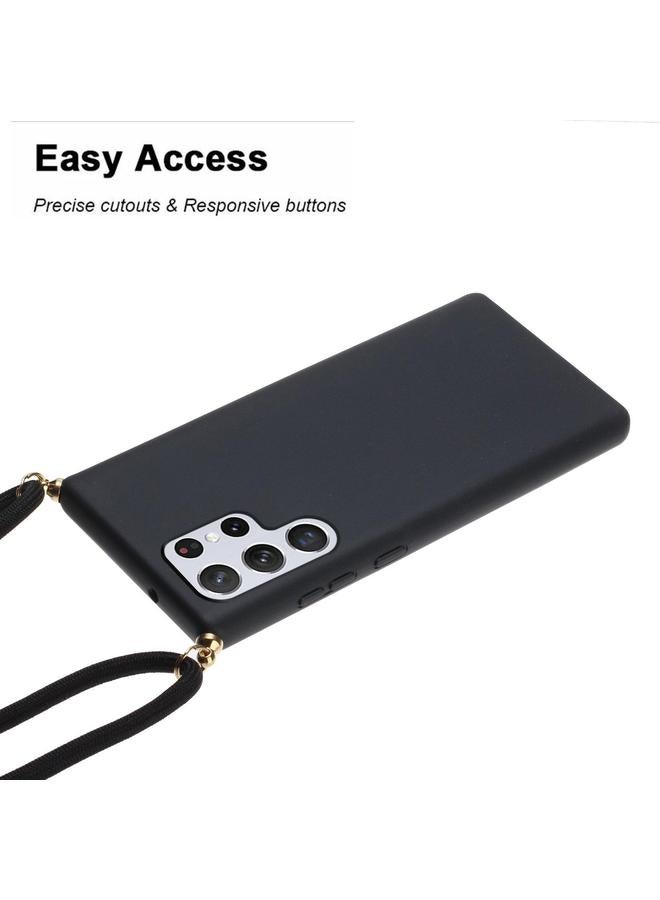 اس-توب جراب لهاتف Samsung Galaxy S25 Ultra 5G مصنوع من مادة قش القمح الهجينة من مادة TPU مع حبل تعليق - Image 2