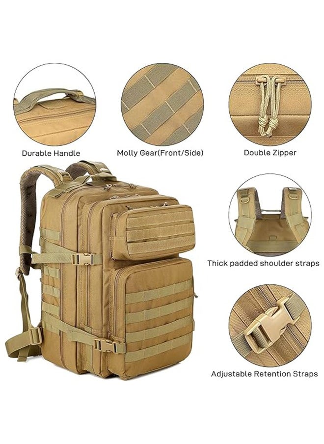 MVAQKLM  45L Military Tactical Backpack for Men and Women, Waterproof Large Army 3 Day Assault Pack Molle Bag Shoulder Backpacks for Outdoor Traveling Camping Hiking Trekking  - Image 5