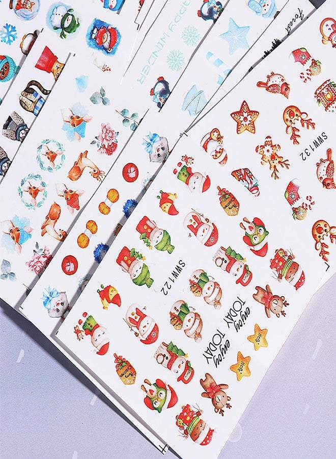 GRITOSE 24 Sheets Christmas Nail Stickers for Women Girls, Cute Water Transfer Nail Decals Christmas Nail Art Stickers Winter Xmas Sticker Snowman Snowflake Elk Penguin Design Holiday Nail Art Decorations - Image 5