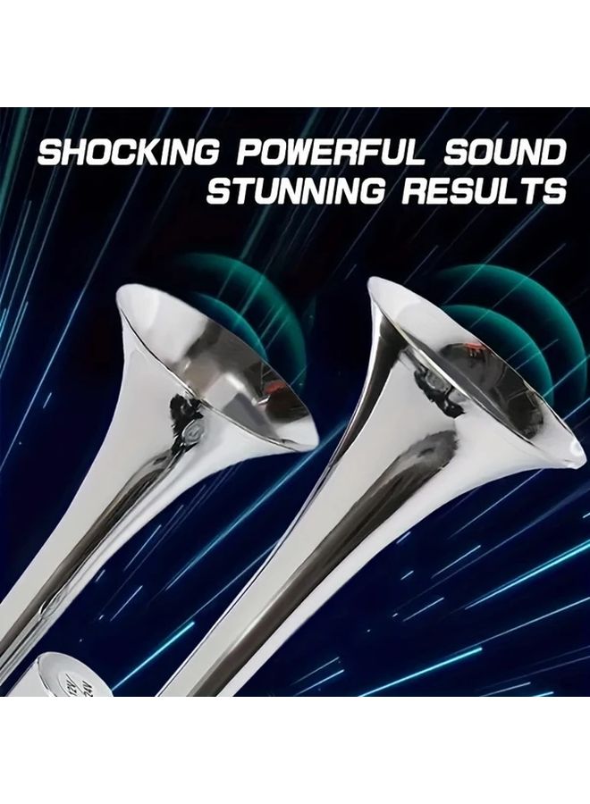 Upgraded 2nd Generation Silvery Dual Trumpet Air Horns for 12V Vehicles 115dB Loud Chrome Plated Zinc Horn with All Copper Coil Easy Install on Trucks SUVs Motorcycles Boats Cars Automotive Accessories - Image 4