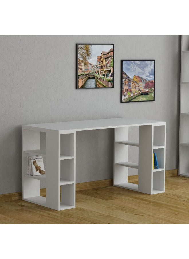 Mourah Home - Colmar Working Table With Storage - White - 2 Years Warranty - Image 1