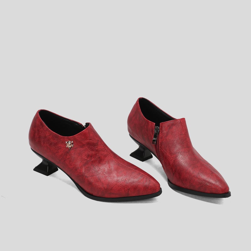 Model 2024 Spring Fashion Mid-Heel Women'S Shoes 40-48 Plus Size Pointed Side Zipper Mid-Mouth Single Shoes - Image 1