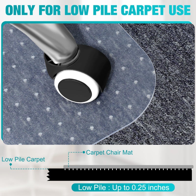 LeapYouth Office Chair Mat for Carpets, Clear Desk Floor Mat for Low, Flat and No Pile Carpeted Floors, Thick and Sturdy Carpet Protector for Desk Chair (48'' X 36'' Rectangle) - Image 4