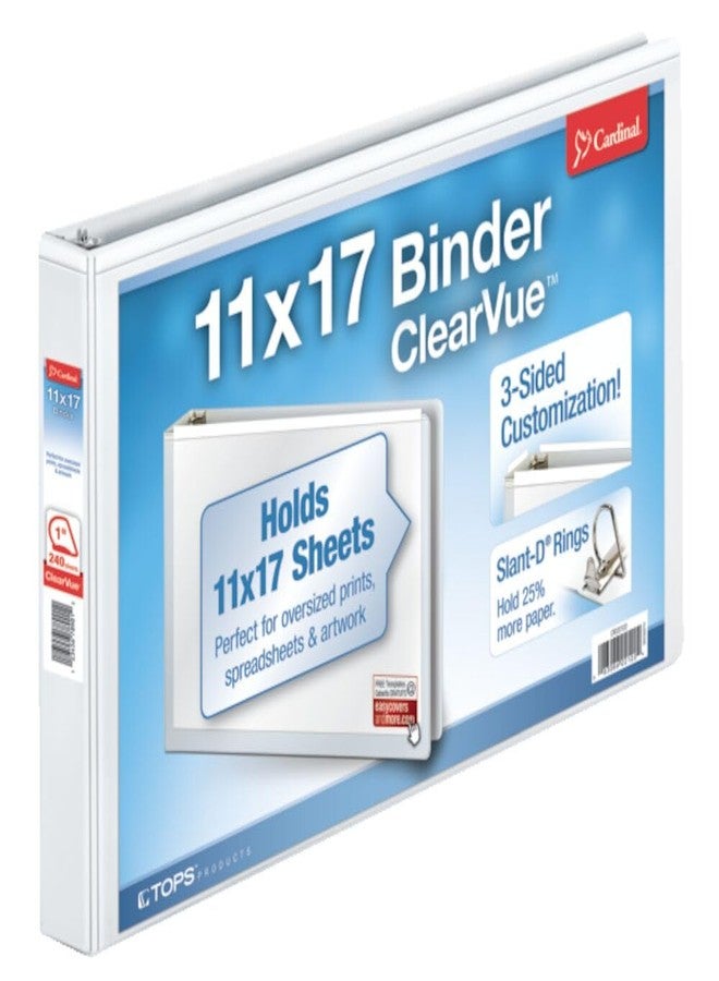 Cardinal 11-Inch x 17-Inch ClearVue Slant-D Ring Binder, 1-Inch, White (22112CB) - Image 1