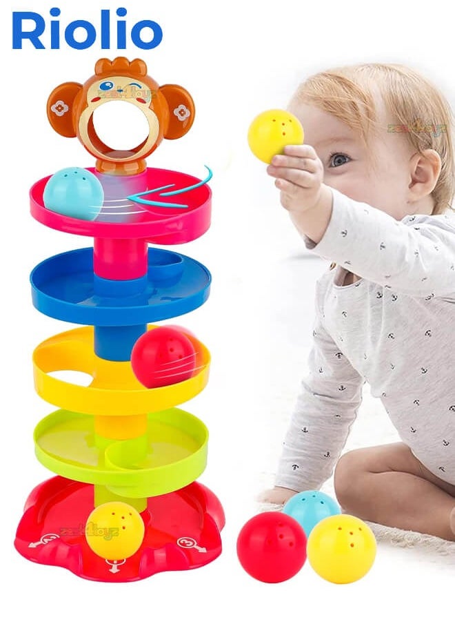 Riolio Ball Swirling Tower 5 Layer Ball Drop Toy Ball Swirling Tower Toddler Stacked Toy for Early Education Development  - Image 1