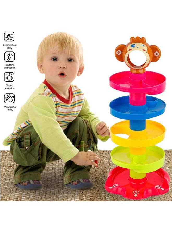 Riolio Ball Swirling Tower 5 Layer Ball Drop Toy Ball Swirling Tower Toddler Stacked Toy for Early Education Development  - Image 5