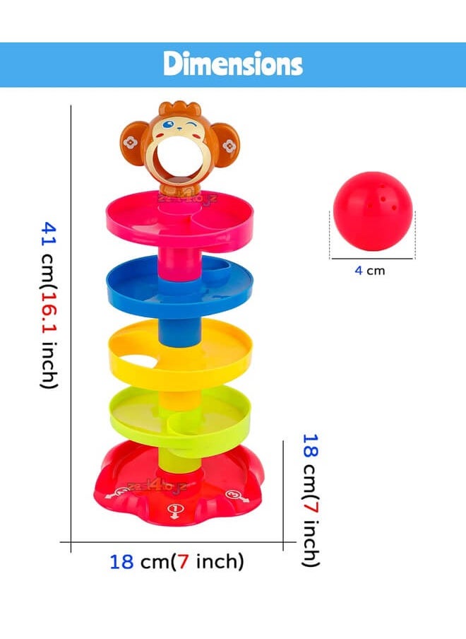 Riolio - Ball Swirling Tower 5 Layer Ball Drop Toy Ball Swirling Tower Toddler Stacked Toy for Early Education Development - Image 1