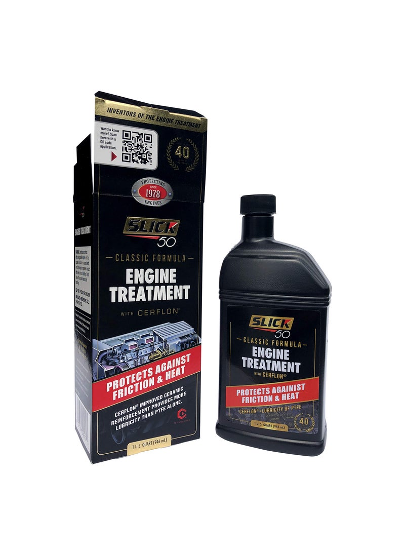 SLICK 50 Slick 50 Original Classic Engine Treatment with Cerflon, Ceramic Protection Against Friction and Heat, 32 fl. oz, 1 Pack 