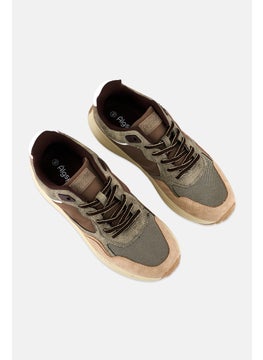Algspar Men Lace Up Casual Sneakers, Taupe  - Image 4
