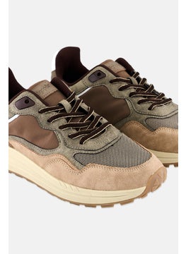 Algspar Men Lace Up Casual Sneakers, Taupe  - Image 3