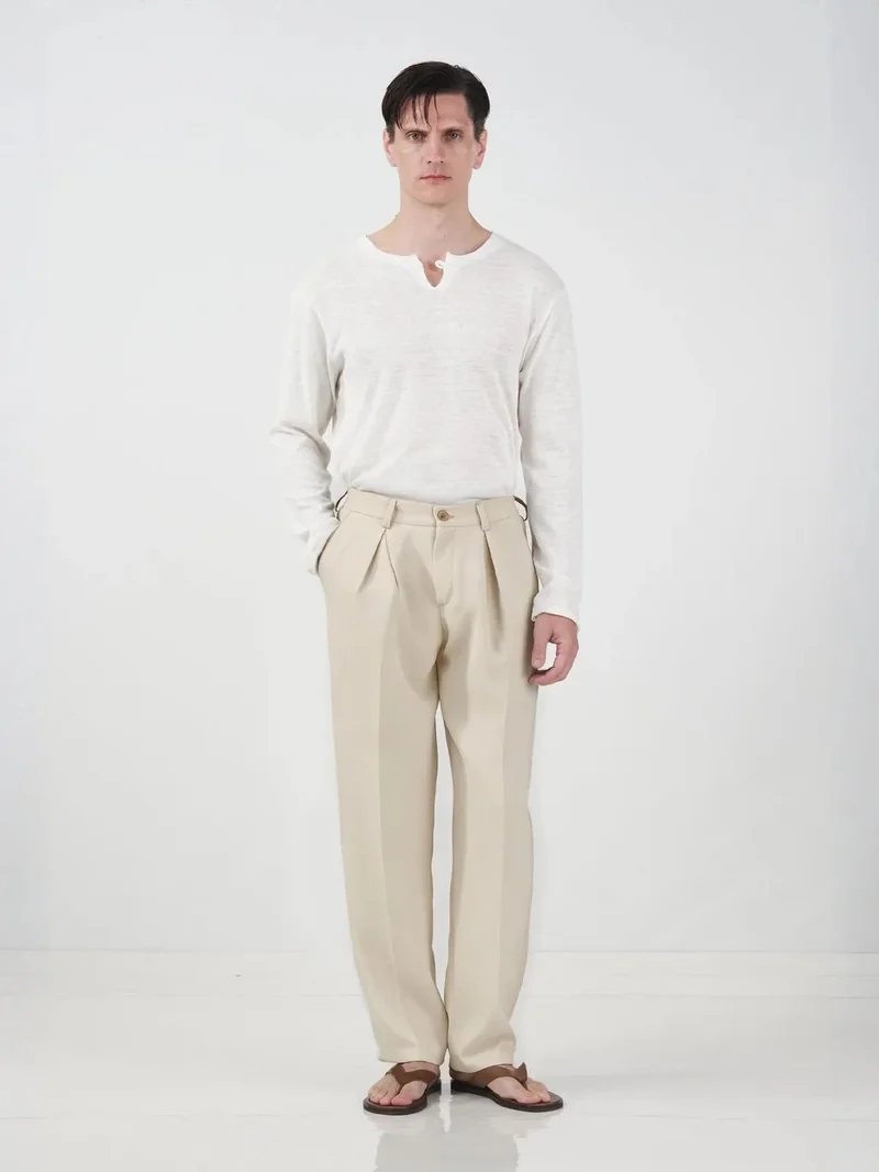 Giesto GIESTO Men's Straight-leg Pleated Trousers
