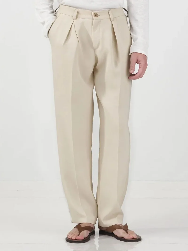 Giesto GIESTO Men's Straight-leg Pleated Trousers