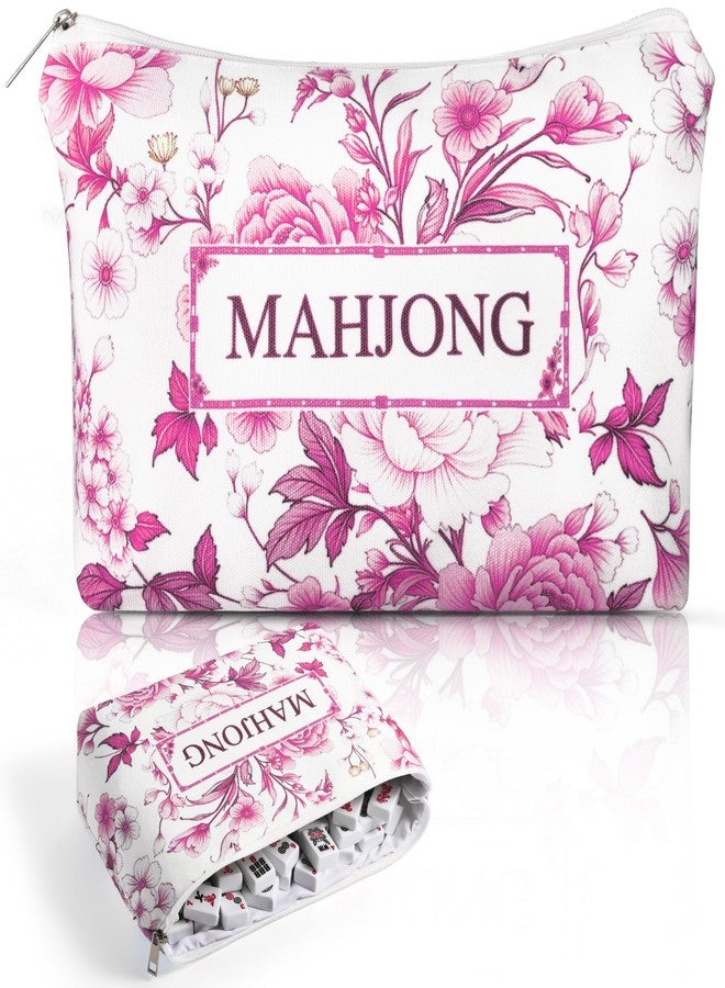 Xmoiqer Mahjong Tile Bag with Zipper,Mahjong Bag for 1.2 inch Tiles,Mahjong Tote Bag for 166 American Mahjong Tiles,Mahjong Carrying Bag Keeps Your Mahjong Tiles Organized(Case Only)(Pink) - Image 1