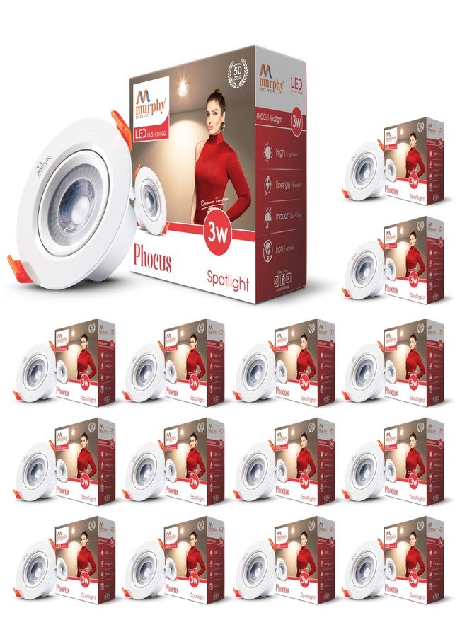Murphy 3W PHOCUS LED Spot Round Panel Light with 2-Year Warranty | Ceiling Downlight for Concealed & Junction Box Fitting | WarmWhite | BIS Approved | Flicker-Free | Pack of 15 - Image 1