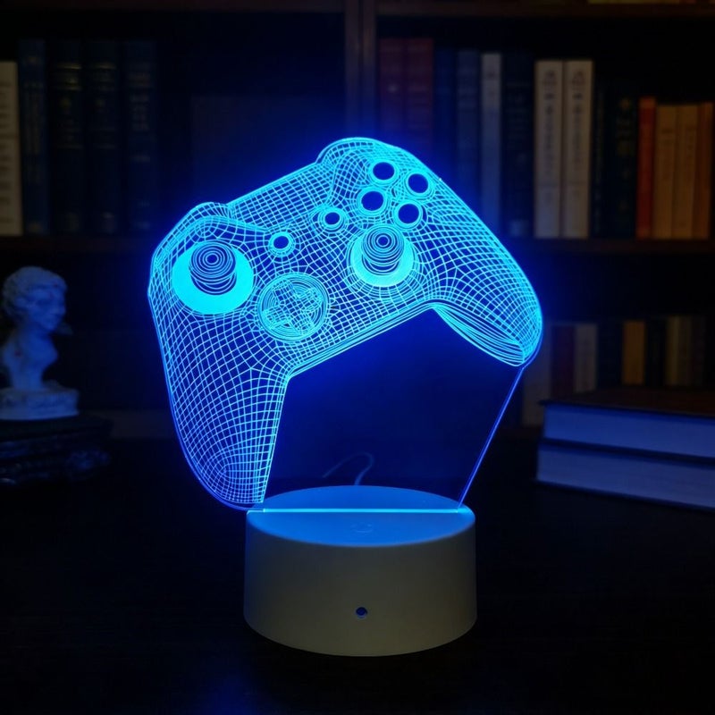 مصباح LED يعمل باللمس مع 7 ألوان متغيرة على شكل وحدة تحكم ألعاب ثلاثية الأبعاد، مصباح USB لإضاءة غرفة الألعاب، هدية للاعبين. - Image 4