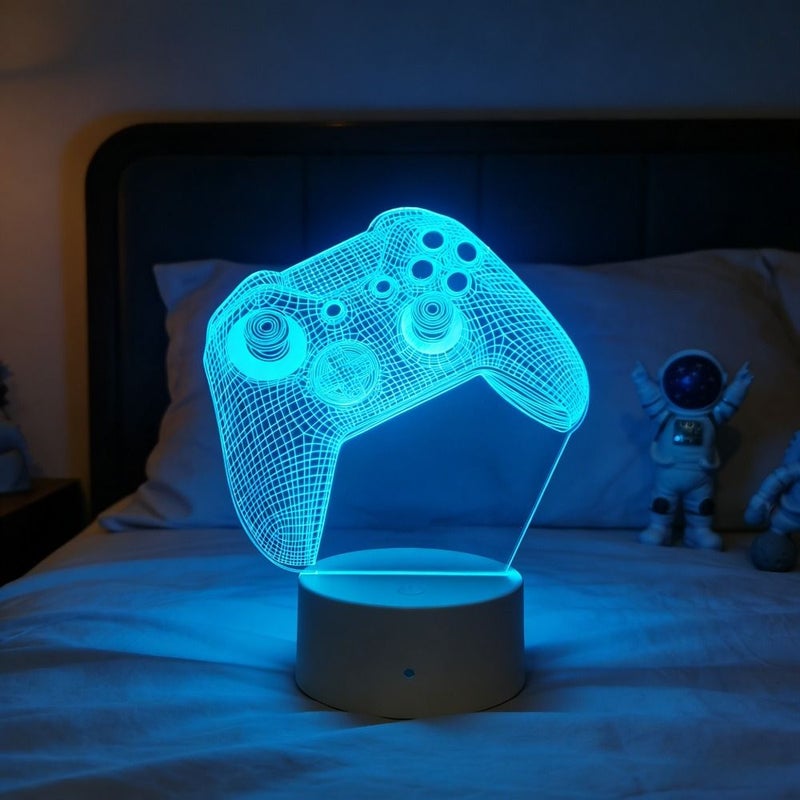 مصباح LED يعمل باللمس مع 7 ألوان متغيرة على شكل وحدة تحكم ألعاب ثلاثية الأبعاد، مصباح USB لإضاءة غرفة الألعاب، هدية للاعبين. - Image 2