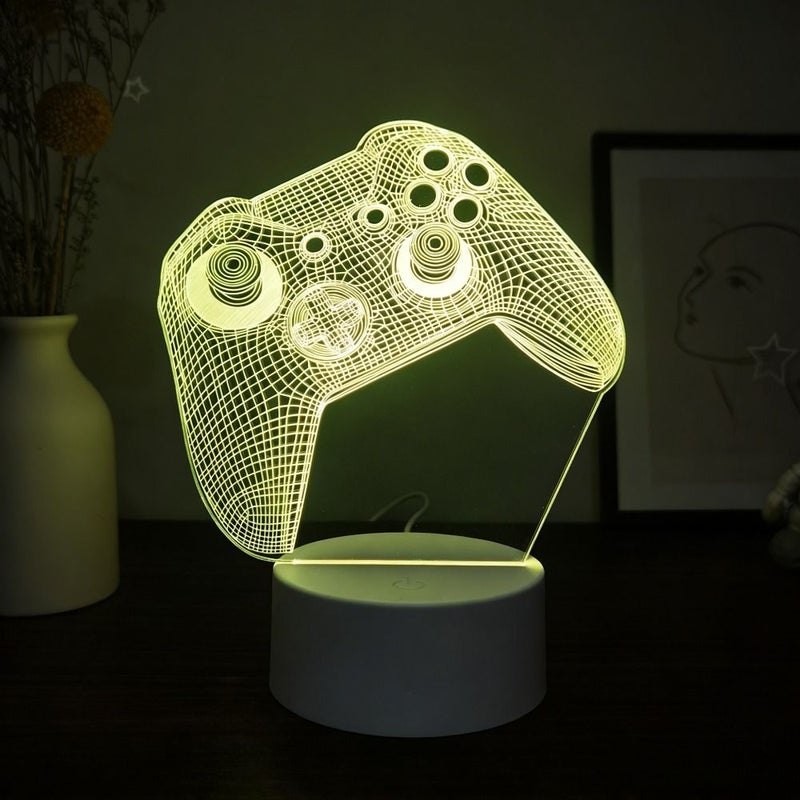 مصباح LED يعمل باللمس مع 7 ألوان متغيرة على شكل وحدة تحكم ألعاب ثلاثية الأبعاد، مصباح USB لإضاءة غرفة الألعاب، هدية للاعبين. - Image 5