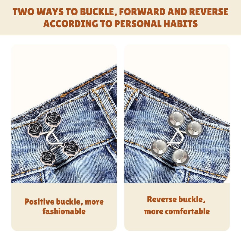 EAEDMY 72PCS Pants Waist Tightener for Jean, Adjustable Pants Button Tightener for Loose Jeans or Skirts, Pants Clips to Tighten Waist, Button Pins for Jeans, No Sewing Required - Image 3