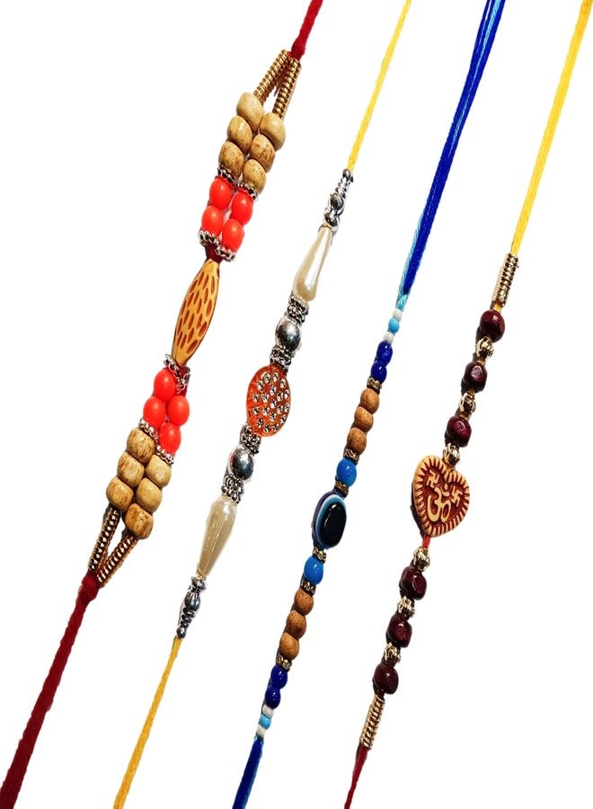 ATHZ Men Rakhi combo Set bracelet Multi-color Bead Rakhi for Men and Boys (4 Combo Set) - Image 1