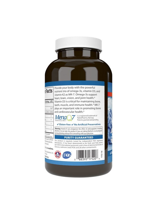 Carlson كارلسون - إيليت أوميغا-3 بلس D & K، 700 ملغ أوميغا-3s + D3 & K2، وظيفة، صحة العظام ودعم المناعة، ليمون، 180 كبسولة لينة - Image 3