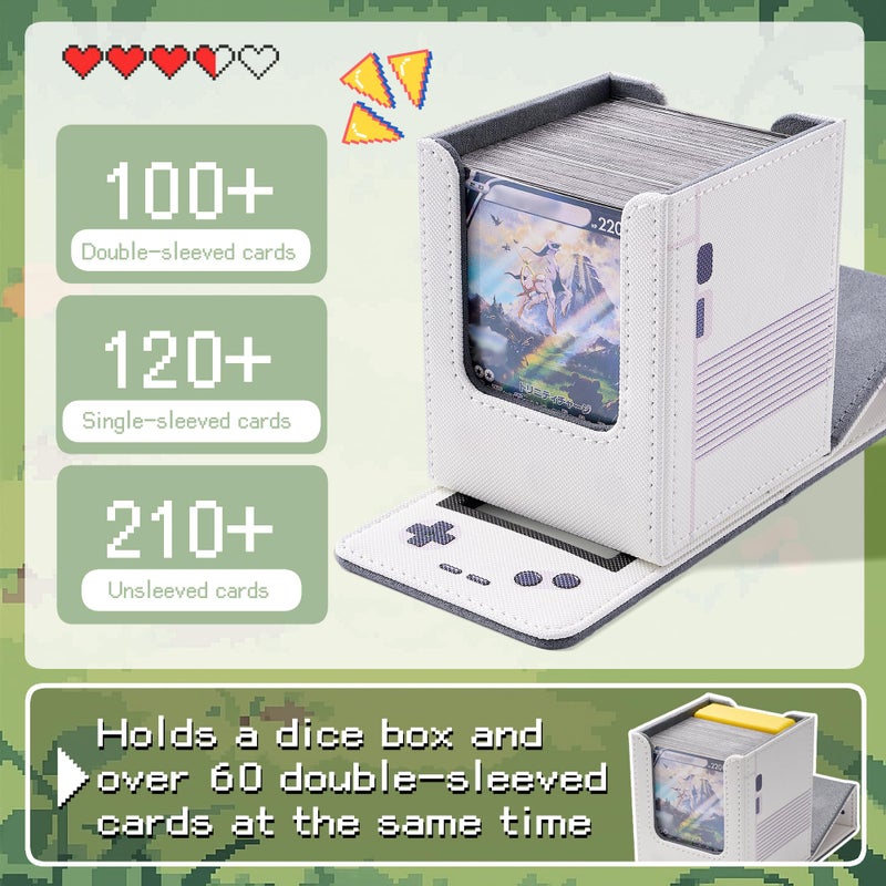 Venssu Retro Gaming Console Appearance MTG Deck Box with Commander Display, Card Deck Case Fit 120 Single Sleeved Cards, PU Leather Magnetic Card Storage Box with 2 Dividers, Compatible with TCG/PTCG(Orange) - Image 2