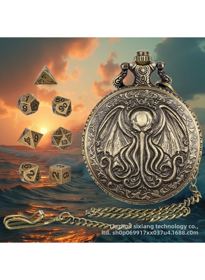 (Private Model) Retro Wing Octopus Pocket Watch Case + Dnd Dice Chess Board Game Toy Accessories Wholesale