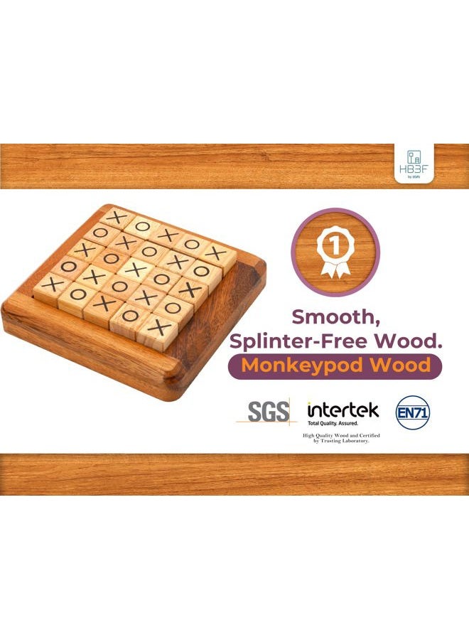 BSIRI Pushing Me Wooden Tic Tac Toe Game- Tabletop Board Games for Farmhouse Decor, Coffee Table Decor, Unique Gifts Fun Gifts for Adults. Perfect for Game Night,Family Games (5 Inch) - Image 2