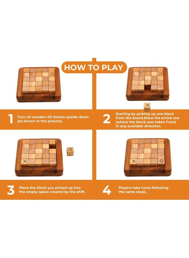 BSIRI Pushing Me Wooden Tic Tac Toe Game- Tabletop Board Games for Farmhouse Decor, Coffee Table Decor, Unique Gifts Fun Gifts for Adults. Perfect for Game Night,Family Games (5 Inch) - Image 5