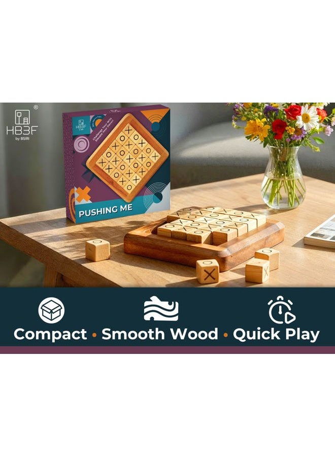 BSIRI Pushing Me Wooden Tic Tac Toe Game- Tabletop Board Games for Farmhouse Decor, Coffee Table Decor, Unique Gifts Fun Gifts for Adults. Perfect for Game Night,Family Games (5 Inch) - Image 3