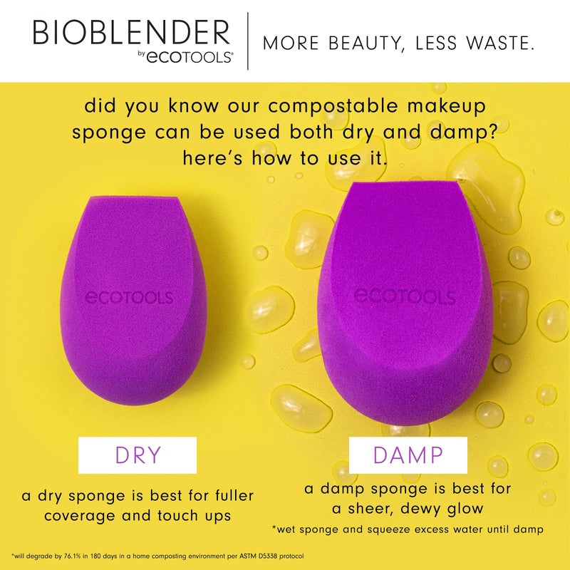 EcoTools Bioblender Makeup Sponge Duo, Compostable Makeup Blender, For Liquid & Cream Foundation, Seamless Application, Eco-Friendly Beauty Sponge, Cruelty-Free & Latex Free, 2 Count - Image 4