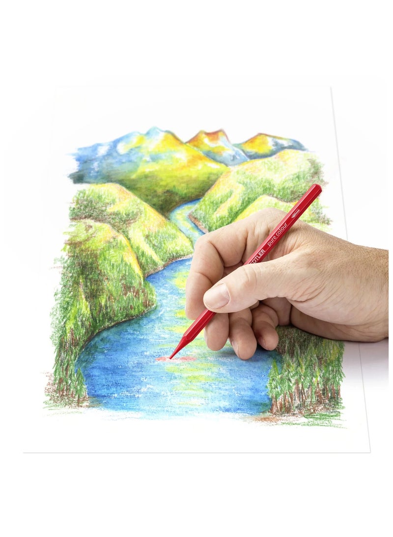 ستدلر قلم ألوان مائية كامل نقي بدون خشب - قلم ألوان مائية كامل صندوق معدني يحتوي على 12 قلم ألوان مائية بألوان متنوعة - Image 5