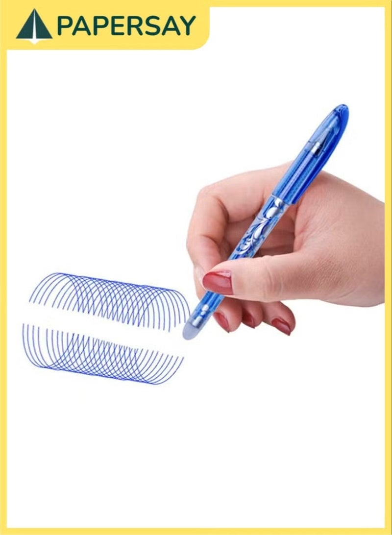 PAPERSAY 6-Piece Erasable Gel Pen Set with 20 Refills - 0.5mm Refillable Pens for Writing, Drawing & Calligraphy (Blue) - Image 3