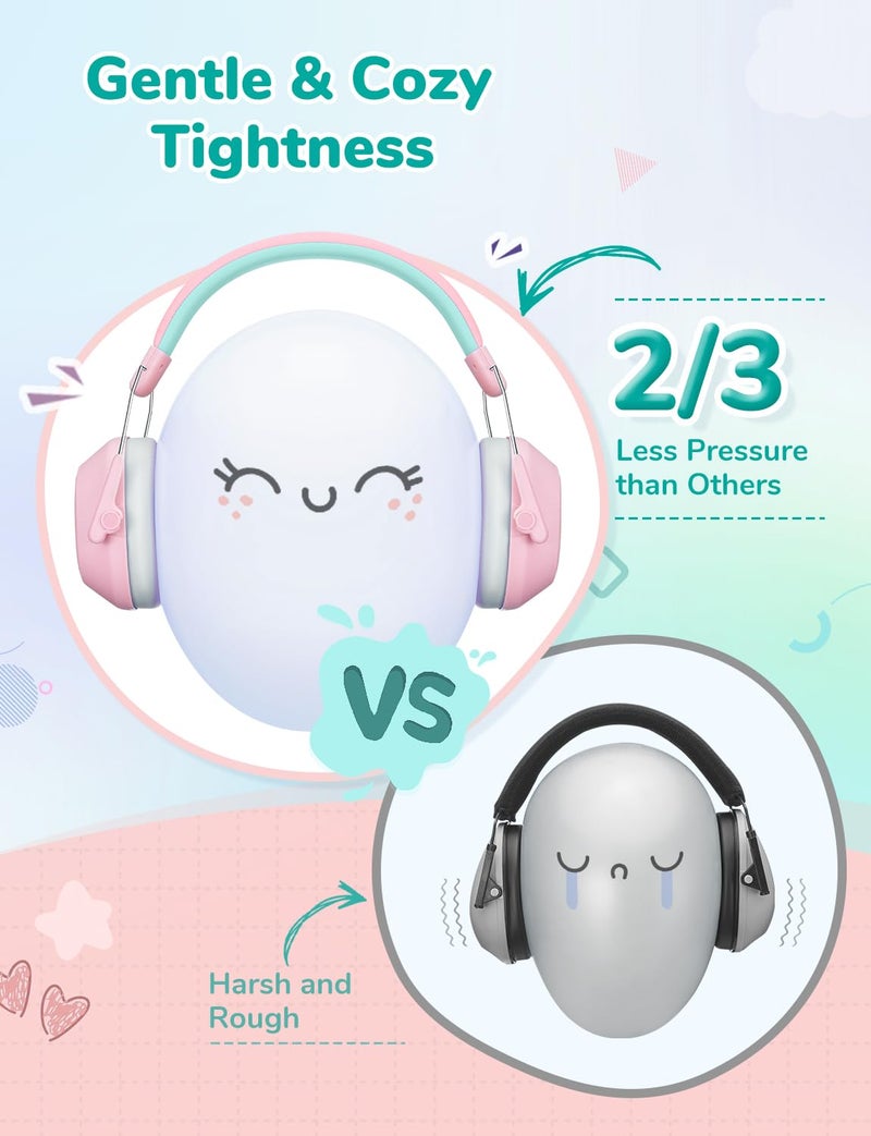 iClever Noise Cancelling Headphones for Kids Adults, SNR 29dB Safety Noise Reduction Ear Muffs for Autism Sensory &Concentration Aid, Ear Hearing Protection for Fireworks/Event/Monster Truck/Concert - Image 4