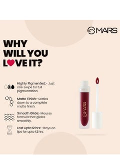 Mars MARS Matte Liquid Lip Color | Long Lasting | Non-Transfer & Waterproof Lipstick for Women (4.5 ml) (09-Heart Thief)  - Image 3