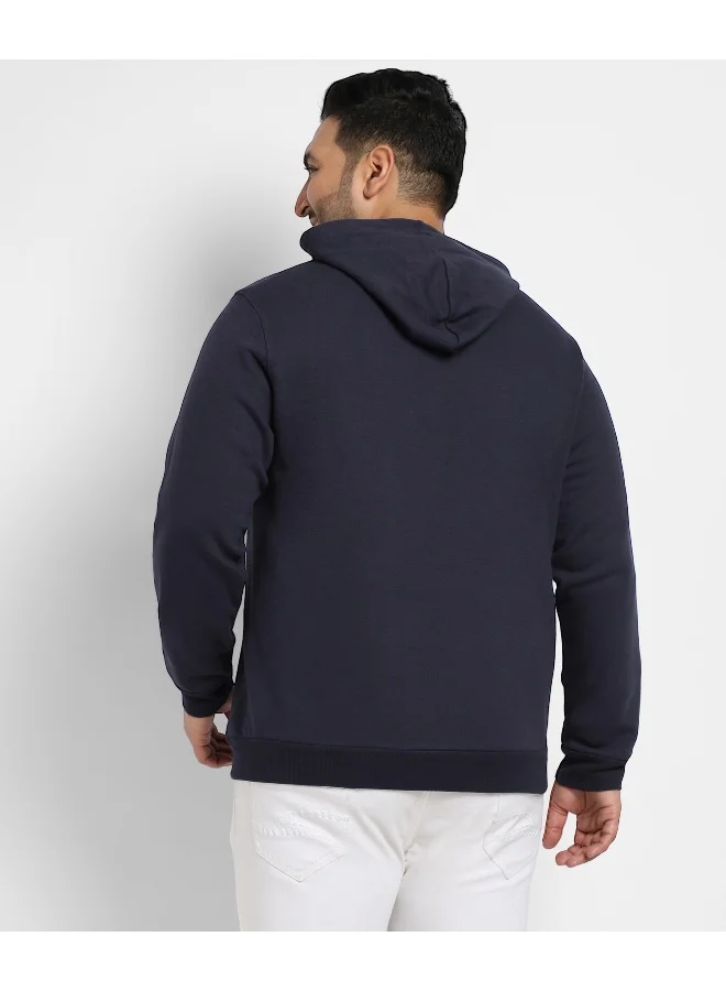 Instafab Plus Instafab Plus Men's Navy Blue Pullover Hoodie With Contrast Drawstring