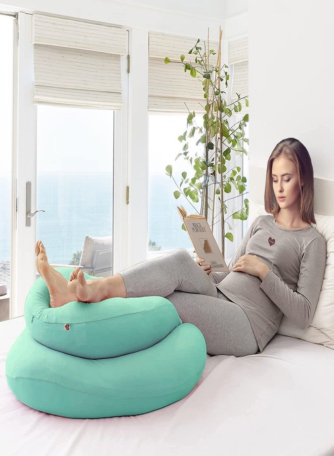 COOZLY C Shaped Pregnancy Pillow | Maternity Pillow|100% Cotton Removable Covers | Premium PregnoCare Fibres | Pregnancy Sleeping Pillow (Cyan Greem) - Image 3