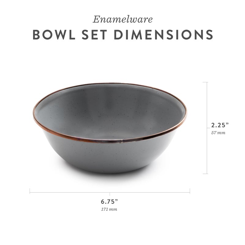 Barebones Enamel Bowl Set - Dish Set of 2 Bowls - Enamelware Set for Camping and Everyday Use (Charcoal) - Image 5
