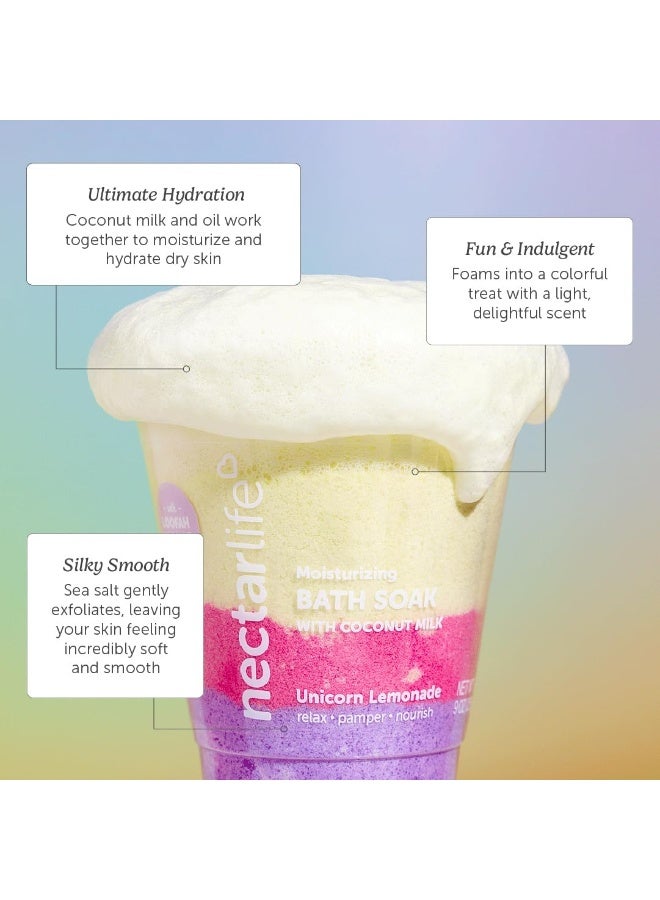 Nectar Life Coconut Milk Bath Soak, Sea Salt Bath, Bubble Bath, Natural Detox Foaming Body Soak, Foot Soak, Vegan Body Skin Care, 9 oz. (Unicorn Lemonade) - Image 4