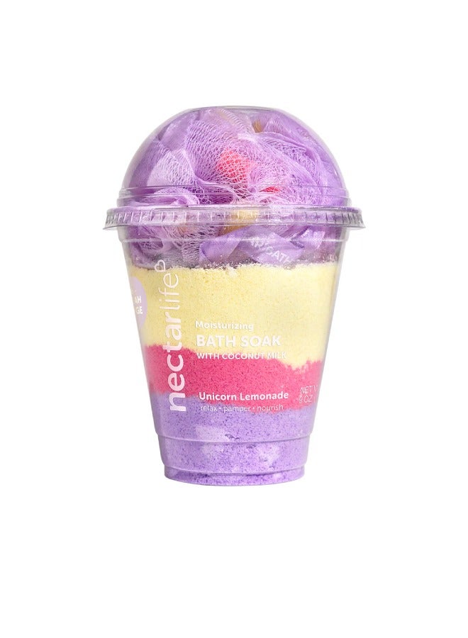 Nectar Life Coconut Milk Bath Soak, Sea Salt Bath, Bubble Bath, Natural Detox Foaming Body Soak, Foot Soak, Vegan Body Skin Care, 9 oz. (Unicorn Lemonade) - Image 1