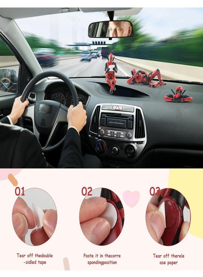 AUTO MT 3 Piece Dead Pool Action Figure PVC Model Movable Joint for Office Desk, Home Decor, Unique Decoration Action Figure for Car Interiors - Image 4