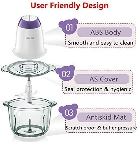 LOMESH Lomesh Electric Plastic 2 Ltr Small Meat Grinder Vegetable Grater Chopper Grinder Food Processor for kitchan Multicolour  - Image 4
