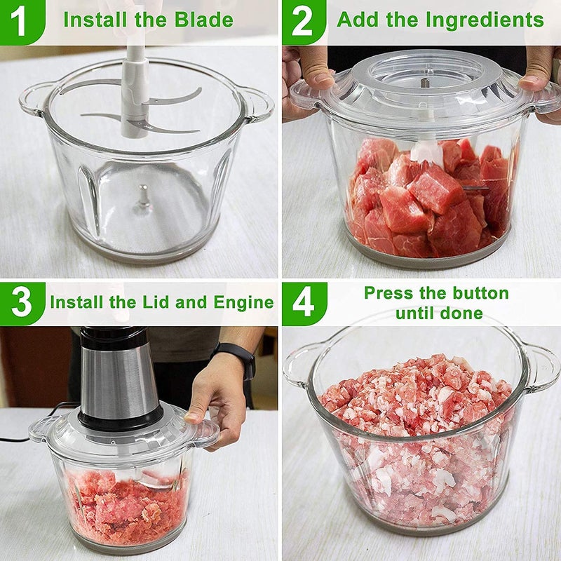 LOMESH Lomesh Electric Plastic 2 Ltr Small Meat Grinder Vegetable Grater Chopper Grinder Food Processor for kitchan Multicolour  - Image 5