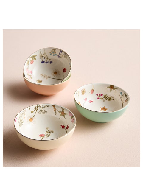 Garden Boho 4-Piece Porcelain Serving Bowl Set - 12 cm