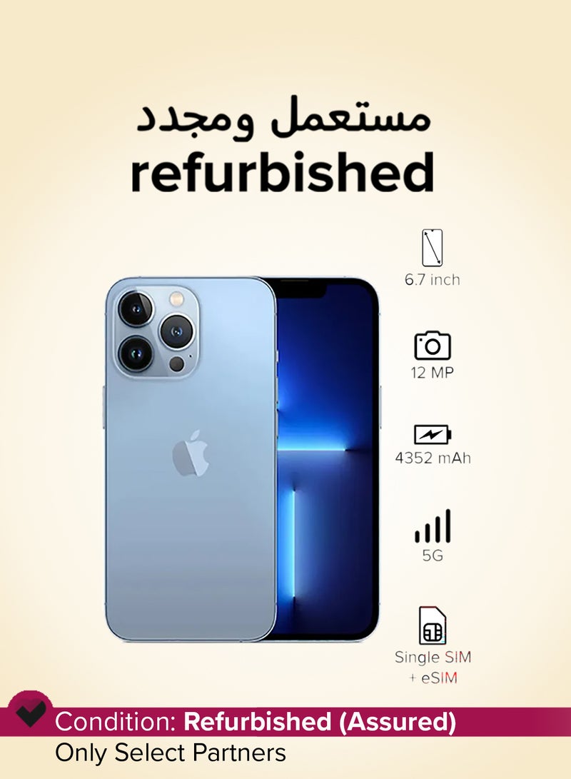 ابل  مجدَّد - آيفون 13 برو ماكس 256GB سييرا بلو 5G مع فيس تايم - نسخة فيزيائية بدعم شريحتين - Image 1